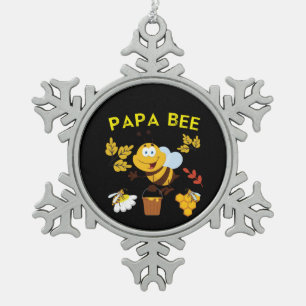 Beekeeper Art Papa Bee Snowflake Pewter Christmas Ornament