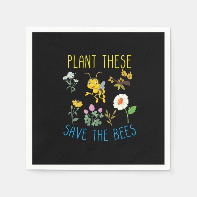Beekeeper Art Plant These Save The Bees Napkin (Front)