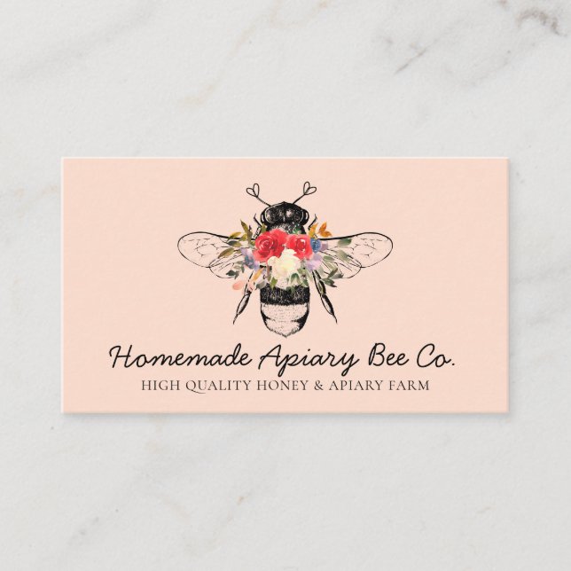 Beekeeper Bee Logo Honey Apiary Business Card (Front)