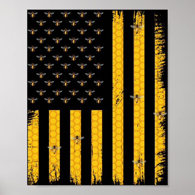 Beekeeper Beekeeping US Flag Poster (Front)