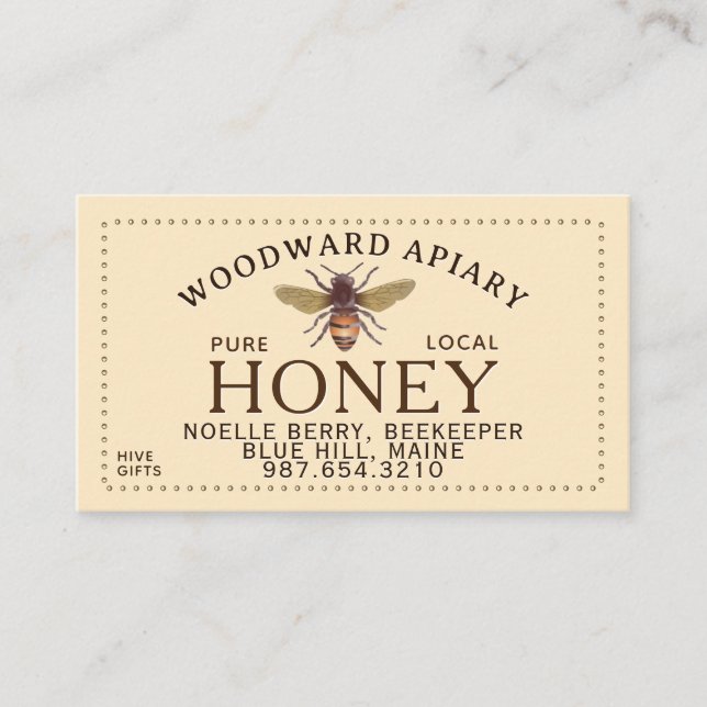  Beekeeper Business Card Apiary Honeycomb and Bee  (Front)