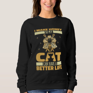 Beekeeper Cat Bee Honey  Honeycomb Beekeeping Sweatshirt