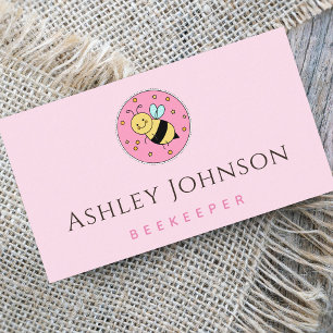 Beekeeper Cute Honey Bee Icon Girly Pink Minimal   Business Card