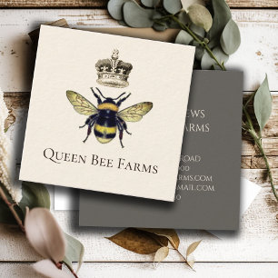 Beekeeper Farm Apiary Bee And Crown Honey Logo Square Business Card