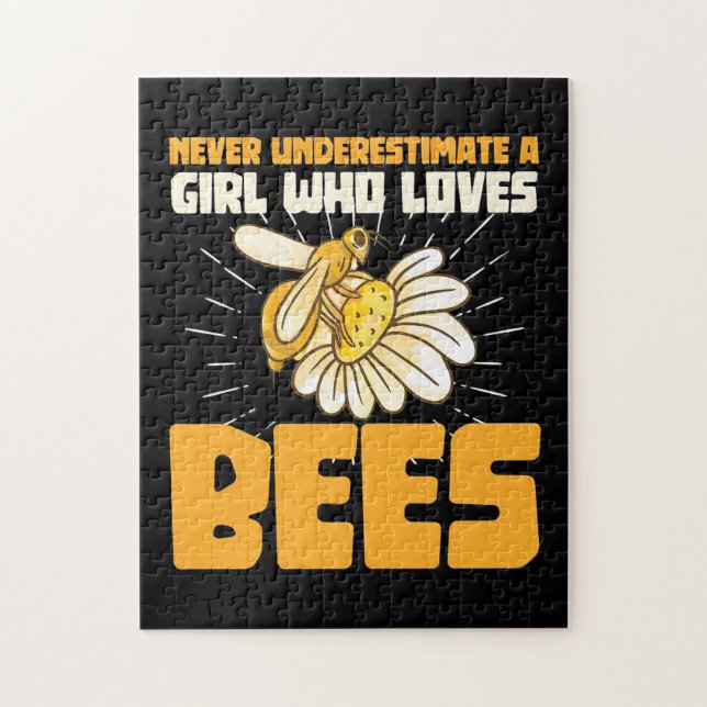 Beekeeper Gift | A Girl Who Loves Bees Jigsaw Puzzle (Vertical)