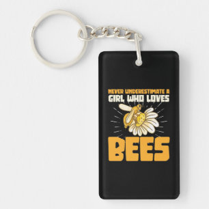 Beekeeper Gift   A Girl Who Loves Bees Key Ring