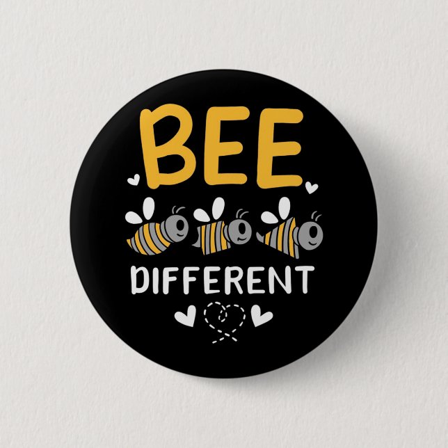 Beekeeper Gift | Bee Different 6 Cm Round Badge (Front)