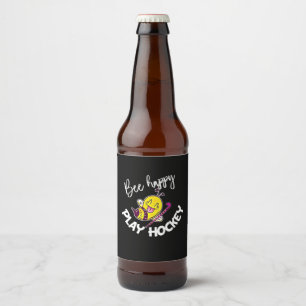 Beekeeper Gift Bee Happy Play Hockey Beer Bottle Label