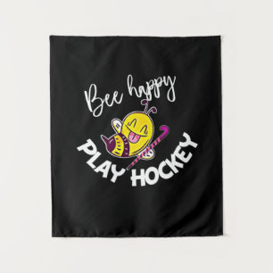 Beekeeper Gift   Bee Happy Play Hockey Tapestry