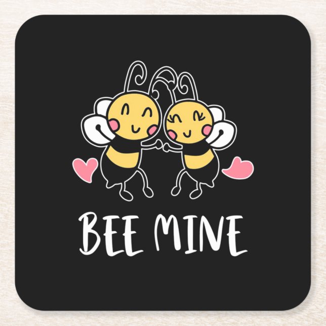 Beekeeper Gift | Bee Mine Square Paper Coaster (Front)