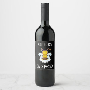 Beekeeper Gift   Bee Yoga Sit Back And Relax Wine Label