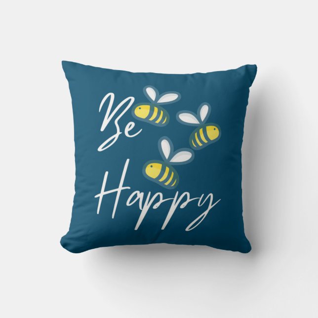Beekeeper Gift | Beekeeper Be Happy Cushion (Front)