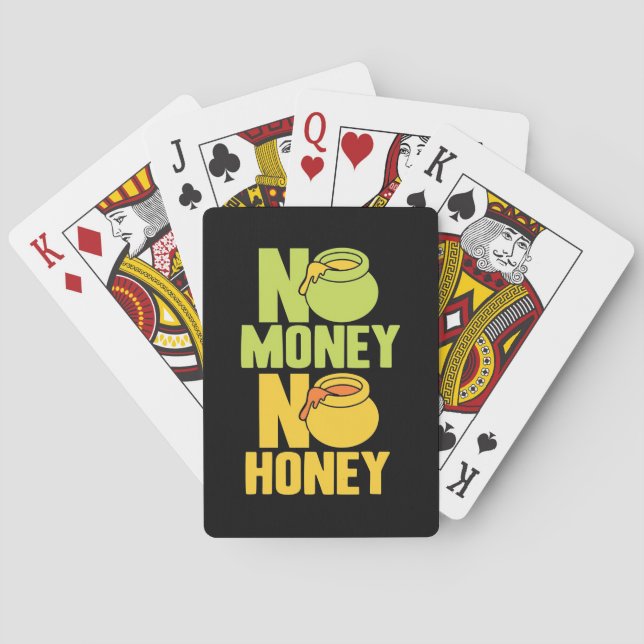 Beekeeper Gift | Beekeeper No Money No Honey Playing Cards (Back)