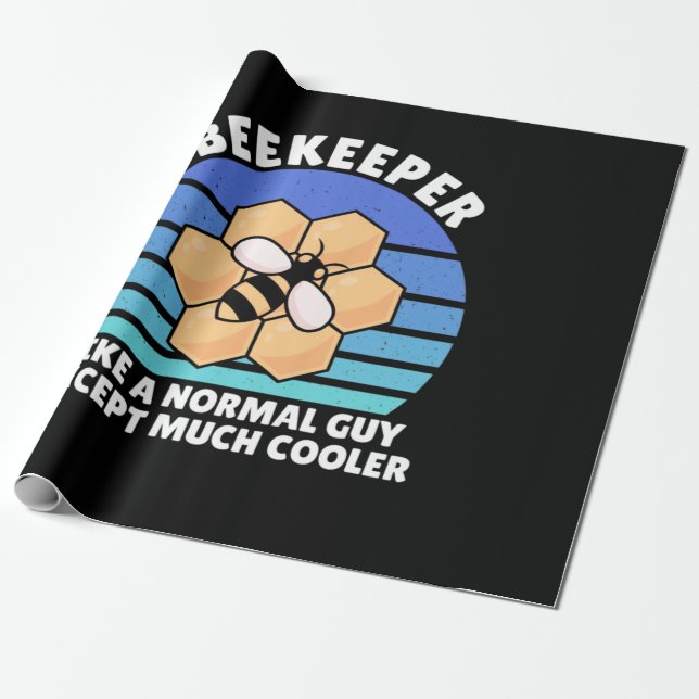 Beekeeper Gift | Beekeeper Retro Vintage Wrapping Paper (Unrolled)