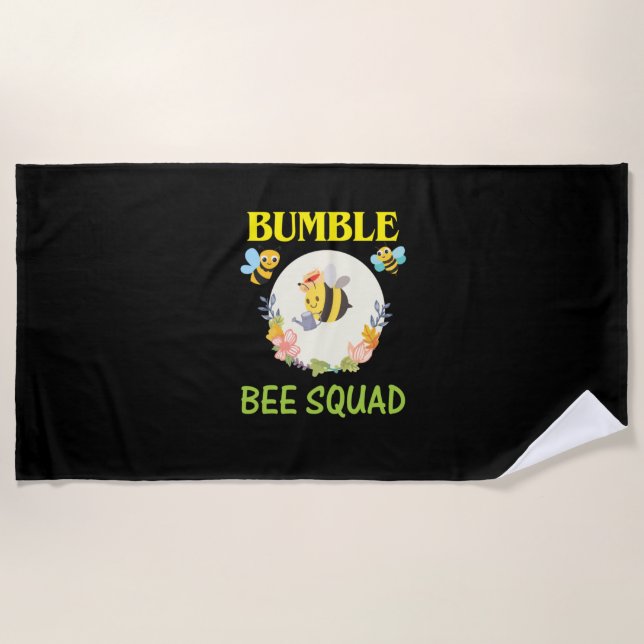 Beekeeper Gift | Bumble Bee Squad Beach Towel (Front)