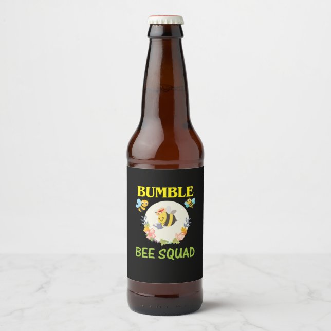 Beekeeper Gift | Bumble Bee Squad Beer Bottle Label (Front)