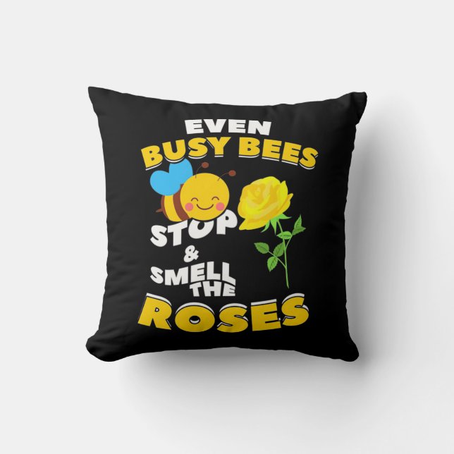 Beekeeper Gift | Even Busy Bees Cushion (Front)