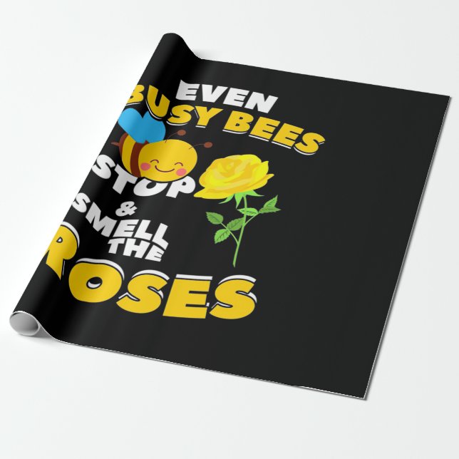 Beekeeper Gift | Even Busy Bees Wrapping Paper (Unrolled)