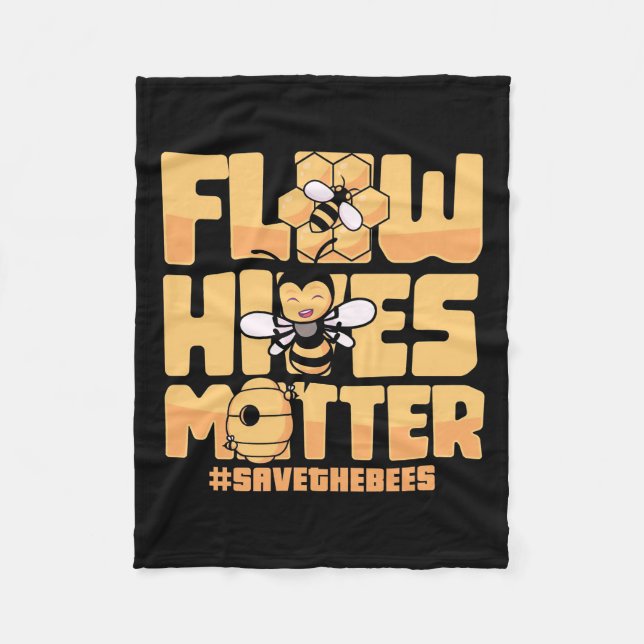 Beekeeper Gift | Flow Hives Matter Bees Fleece Blanket (Front)