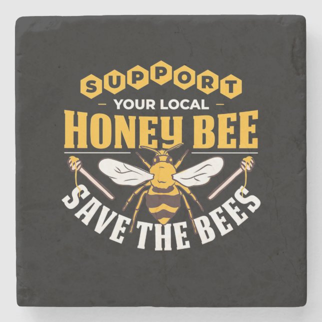Beekeeper Gift | Honey Bee Save The Bees Stone Coaster (Front)