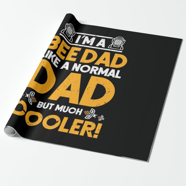 Beekeeper Gift | I am A Bee Dad Wrapping Paper (Unrolled)