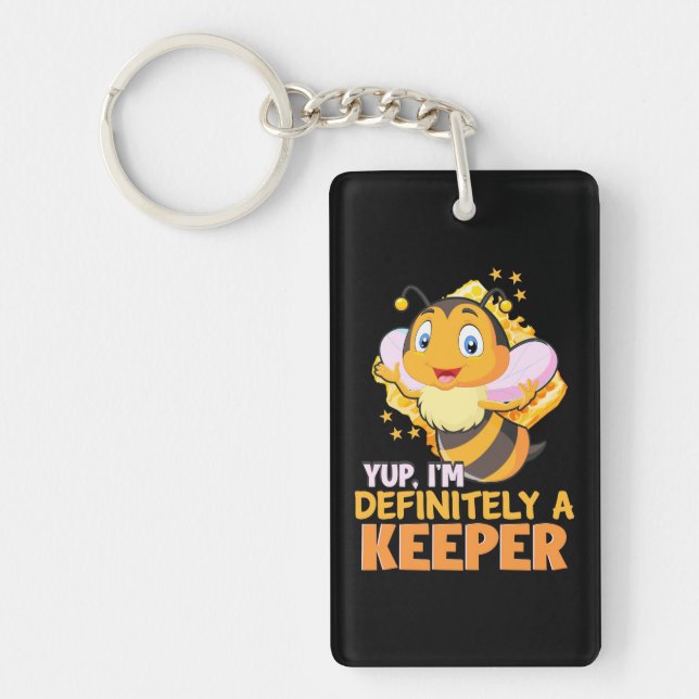Beekeeper Gift | I Am Definitely A Bee Keeper Key Ring (Front)