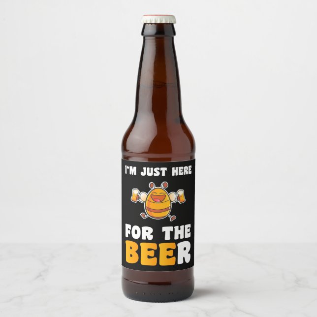 Beekeeper Gift | I Am Just Here For The Bees Beer Bottle Label (Front)