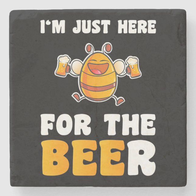 Beekeeper Gift | I Am Just Here For The Bees Stone Coaster (Front)