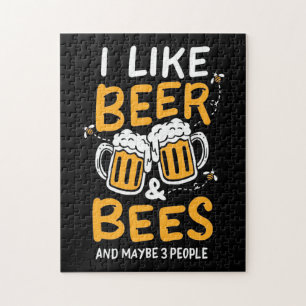Beekeeper Gift I Like Beer And Bees Jigsaw Puzzle