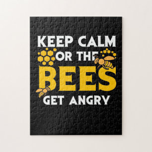 Beekeeper Gift Keep Calm Or The Bees Get Angry Jigsaw Puzzle