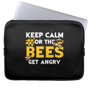 Beekeeper Gift Keep Calm Or The Bees Get Angry Laptop Sleeve
