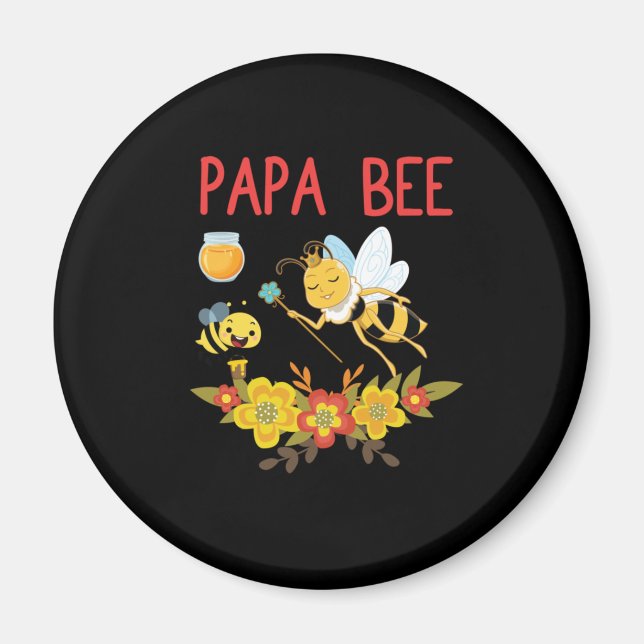 Beekeeper Gift | Papa Bee Flowers Magnet (Front)
