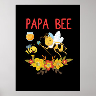 Beekeeper Gift   Papa Bee Flowers Poster