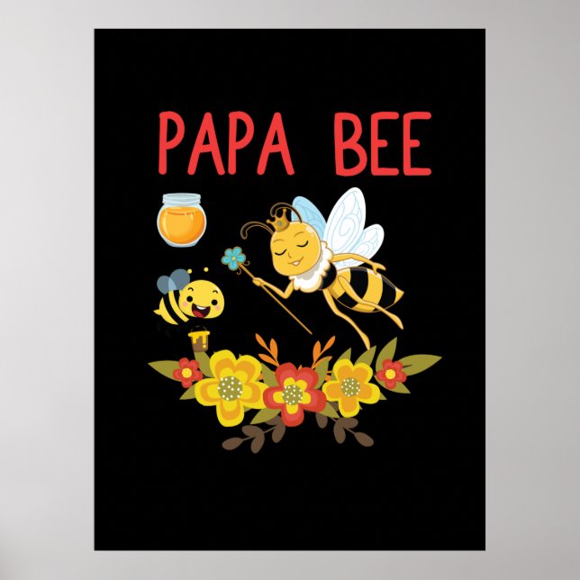 Beekeeper Gift | Papa Bee Flowers Poster (Front)