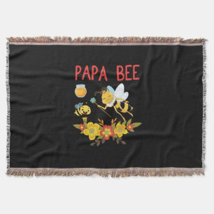 Beekeeper Gift Papa Bee Flowers Throw Blanket