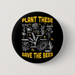 Beekeeper Gift Plant These Save The Bees 6 Cm Round Badge