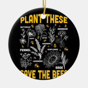 Beekeeper Gift Plant These Save The Bees Ceramic Ornament
