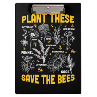 Beekeeper Gift | Plant These Save The Bees Clipboard