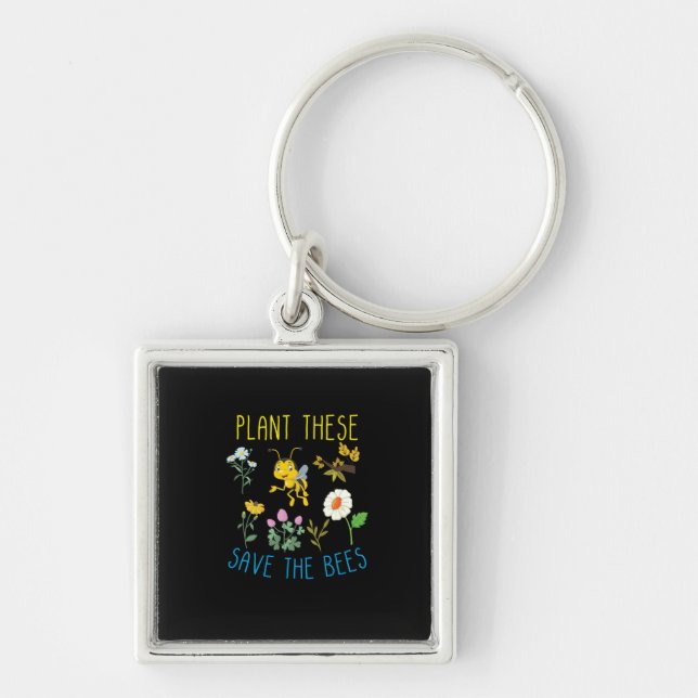 Beekeeper Gift | Plant These Save The Bees Key Ring (Front)