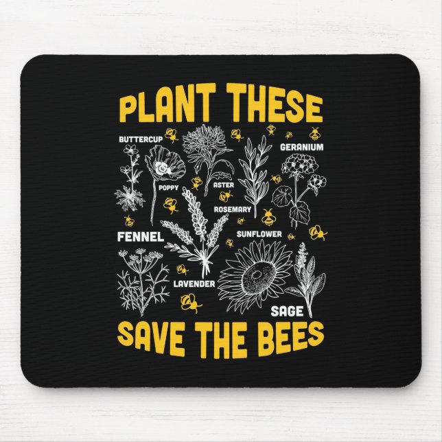 Beekeeper Gift | Plant These Save The Bees Mouse Pad (Front)