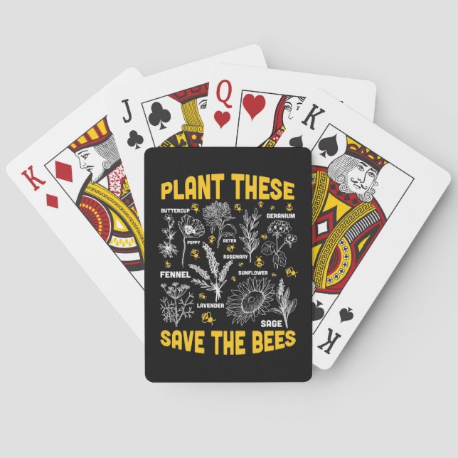 Beekeeper Gift | Plant These Save The Bees Playing Cards (Back)