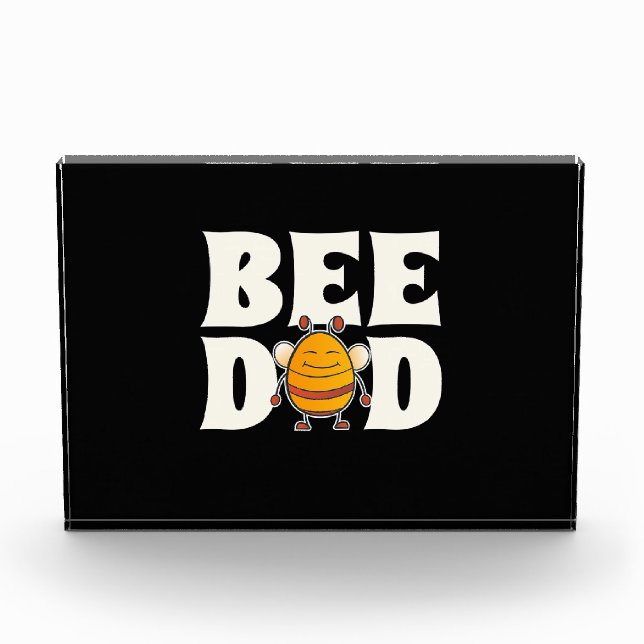 Beekeeper Gift | Proud Bee Dad Photo Block (Front)