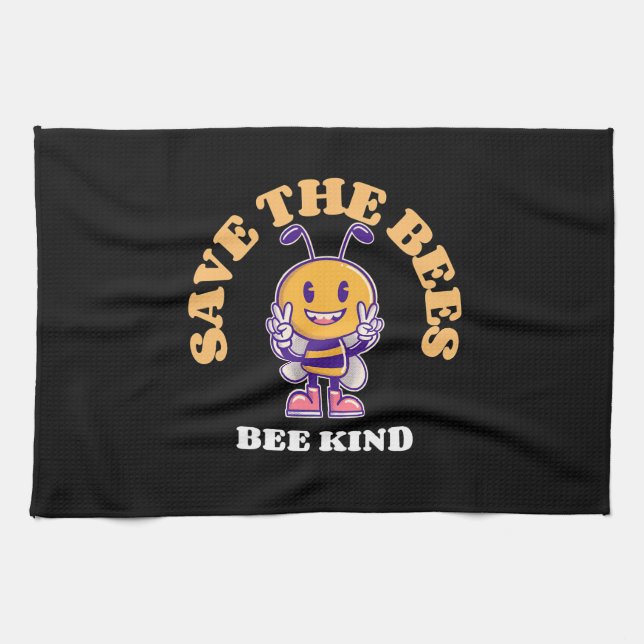Beekeeper Gift | Save The Bees Be Kind Tea Towel (Horizontal)