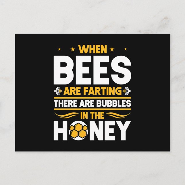 Beekeeper Gift | When Bees Are Farting Postcard (Front)