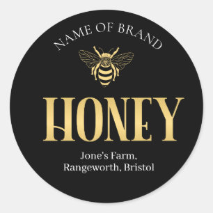 Beekeeper Gold Honey Stickers –Classic Round Honey