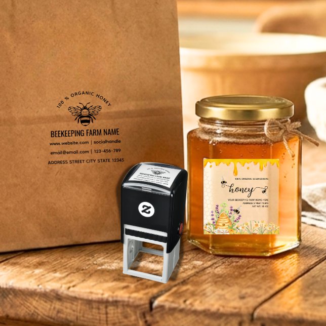 BeeKeeper Honey Apairist Honey packaging Self-inking Stamp (Creator Uploaded)