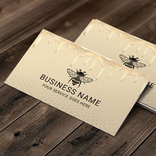 Beekeeper Honey Bee Apiary Modern Gold Drips Farm Business Card (Creator Uploaded)