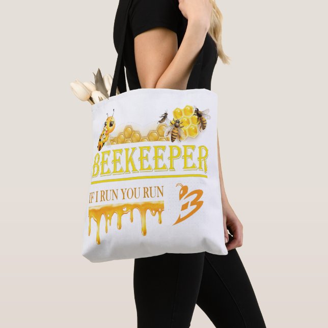 Beekeeper – If I run, you run – Bee – Beekeeping Tote Bag (Close Up)