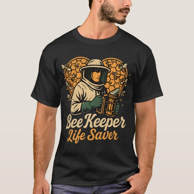 Beekeeper Life Saver Honeycomb Art T-Shirt (Front)