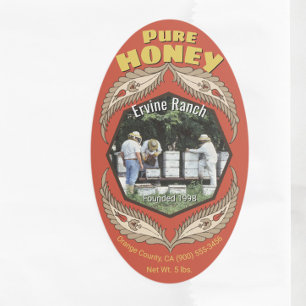 Beekeeper Photo Insert Honey Jar Vertical Oval Sticker